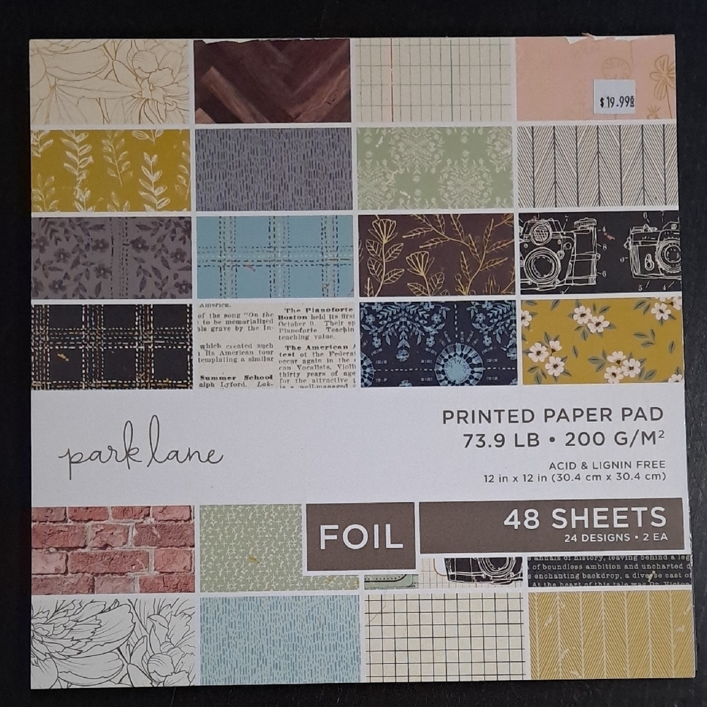 NEW! Park Lane Printed Paper Pad - vintage vibes, 10 Sheets